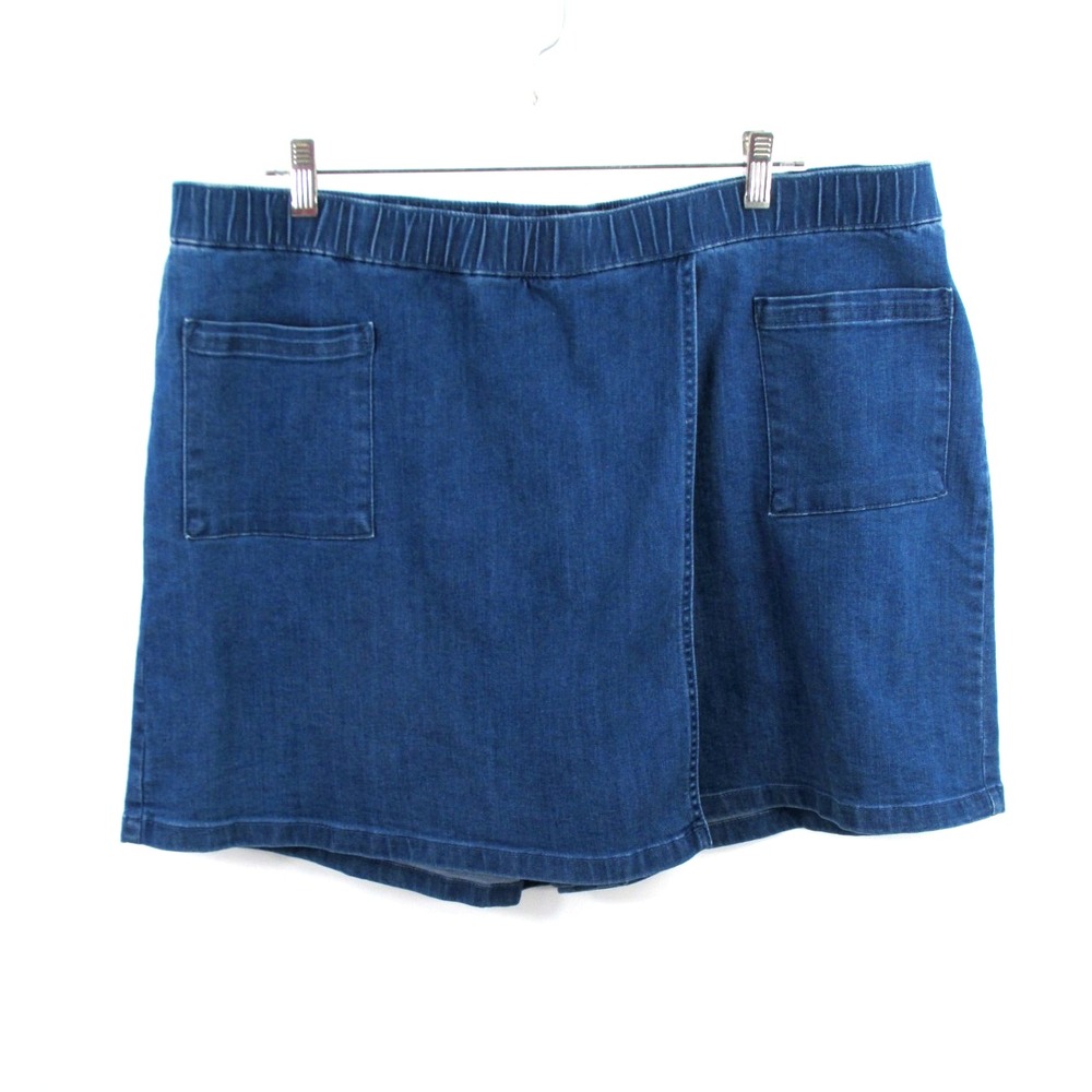 AnyBody Denim Wrap Skort Women XL Blue Tennis Golf Stretch High Rise Pull On
